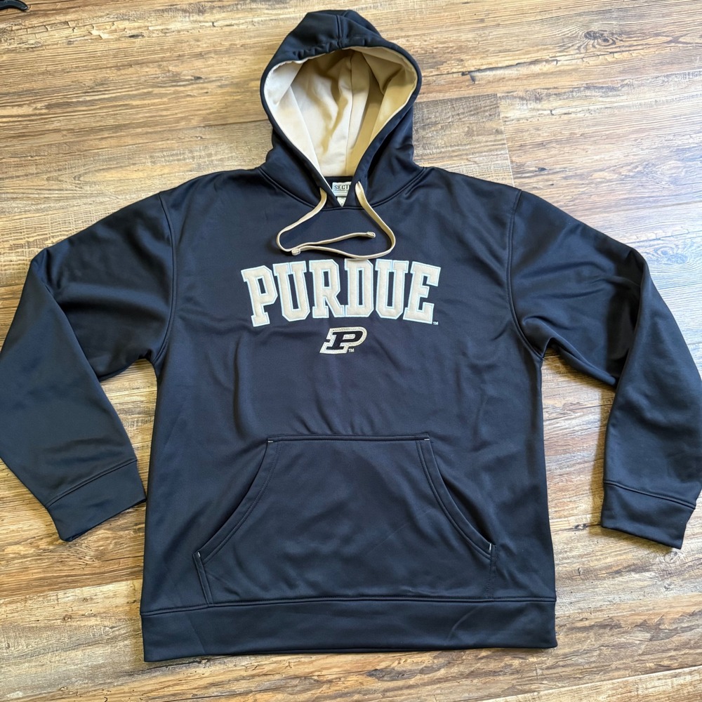NEW! Section 101 Purdue Hoodie Mens L Black Gold Performance Sweatshirt NCAA